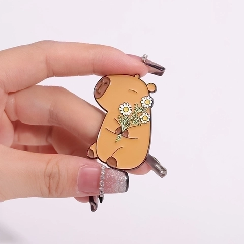 Süße Cartoon Wasserschwein Emaille Brosche Pin Kreative Legierung Lackierte Tier Abzeichen Für Rucksack Hut Pärchen Geschenk