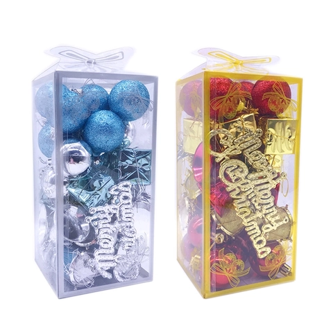 Ornements De Sapin De Noël Boules En Plastique Cloches Tambours Boîtes Cadeaux Joyeux Noël Signes Décoration Fête