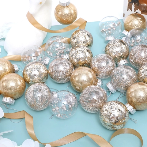 Decorazioni Per Albero Di Natale Palle Appese In Plastica Trasparente Glitter Paillettes Decorazioni Per Feste Festive