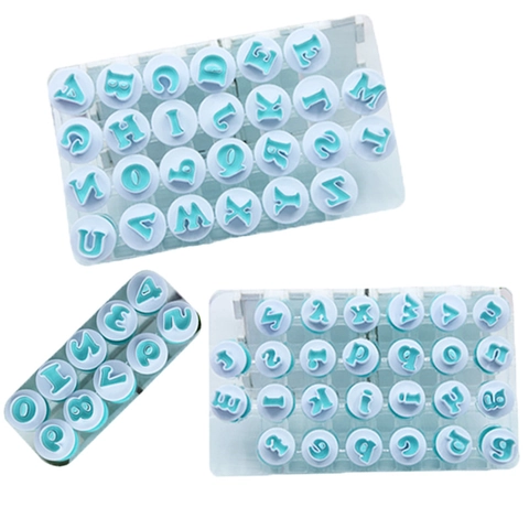 Alfabeto Numero Formina Per Biscotti Stantuffo Stampo Plastica Molla Timbro Biscotto Strumento Cottura Decorazione Torte
