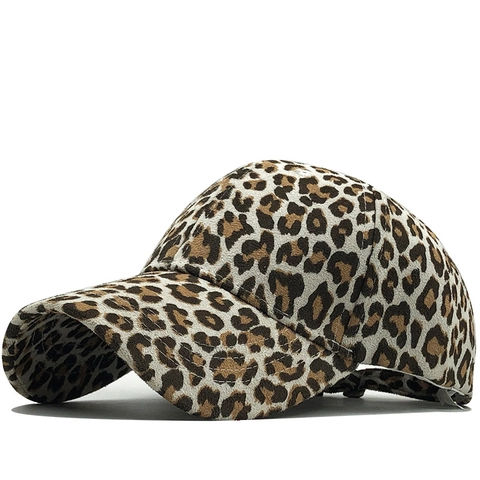 Leopard Print Faux Suede Baseball Cap Adjustable Sun Protection Outdoor Casual Snapback Hat For Men Women