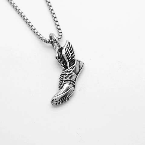 Collar Con Colgante De Zapato Alado Acero Inoxidable Hip Hop Punk Rock Joyería Deportiva Para Hombres Mujeres