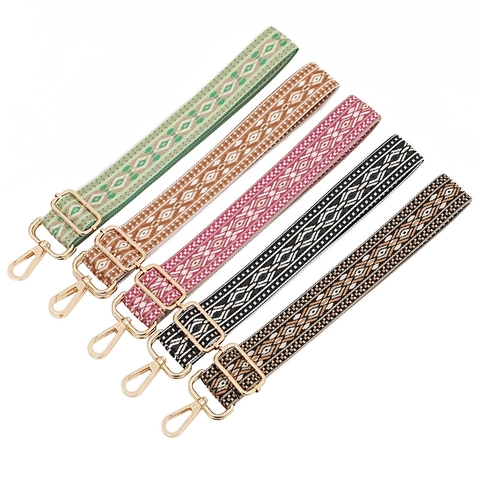 Ethnic Style Jacquard Bag Strap Adjustable Wide Shoulder Strap Replacement For Crossbody Shoulder Bag Bohemian Geometric Pattern