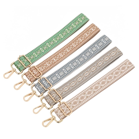 Ethnic Style Jacquard Bag Strap Adjustable Wide Shoulder Strap Replacement For Crossbody Shoulder Bag Bohemian Geometric Pattern