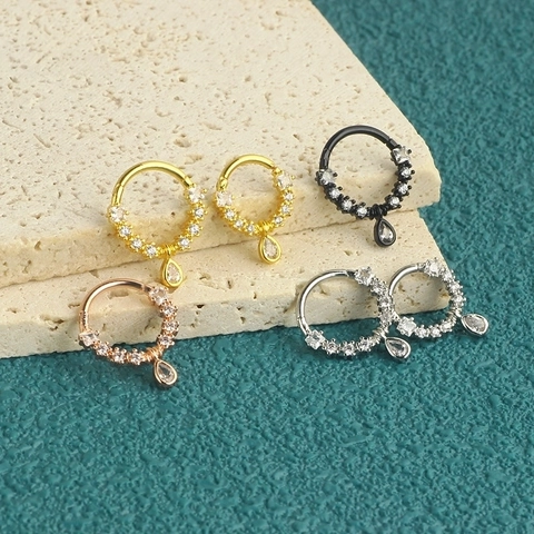 Anello al Naso in Acciaio Inossidabile Con Ciondolo a Goccia d'Acqua Strass Oro Argento Nero Oro Rosa Gioielli Piercing