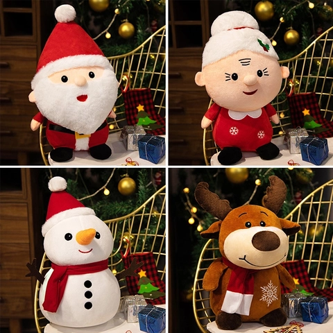 Giocattolo Peluche Di Natale Cuscino Babbo Natale Pupazzo Di Neve Renna Morbido Peluche Decorazione Festa Regalo