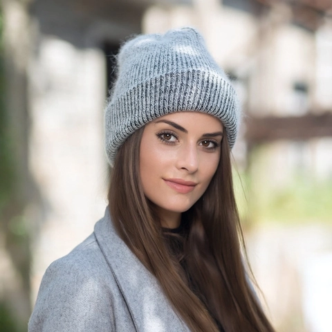 Angora Rabbit Fur Knit Beanie Hat For Women Men Winter Warm Cuffed Solid Color Slouchy Skull Cap Outdoor Fashion Accessory