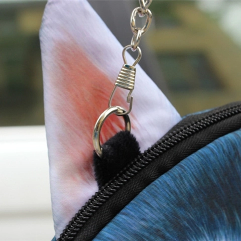 Realistic Round 3D Animal Head Shaped Crossbody Bag Cat Dog Face Print Plush Polyester Metal Chain Street Style For Women