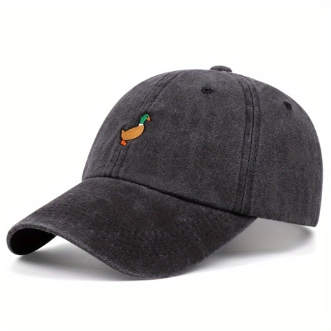 Washed Cotton Baseball Cap Vintage Duck Embroidery Mallard Distressed Retro Casual Outdoor Adjustable Sun Hat Unisex