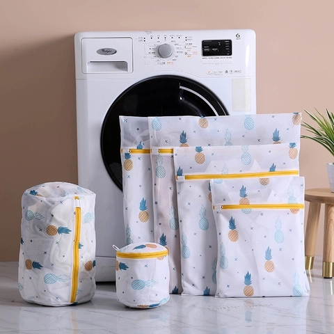 Mesh Laundry Wash Bags Polyester Net Protection For Washing Machine Printed Anti Deformation Zippered Bra Bag