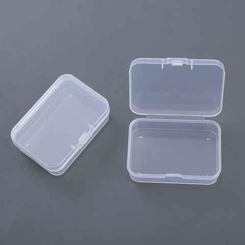 Rectangular Plastic Storage Box Mini Transparent Flip Top For Jewelry Nail Art Crafts Desktop Organizer Portable