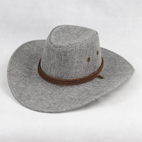 Chapeau De Cowboy Occidental À Bord Large Protection Solaire Extérieur Fedora Avec Corde Tressée Et Mentonnière Réglable