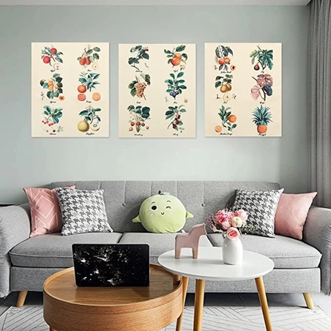 Vintage Botanical Fruit Illustration Tapestry Wall Hanging Retro Scientific Style Polyester Cotton Decorative Drapery