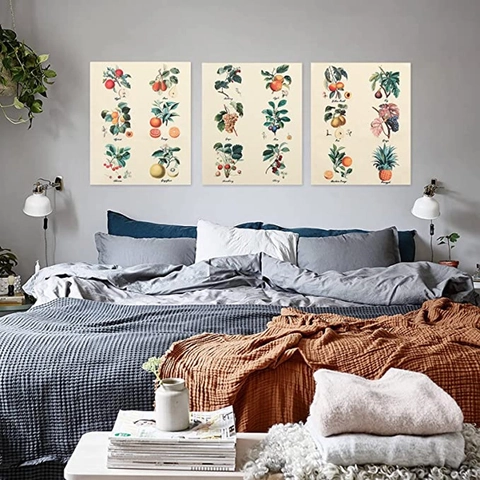 Vintage Botanical Fruit Illustration Tapestry Wall Hanging Retro Scientific Style Polyester Cotton Decorative Drapery