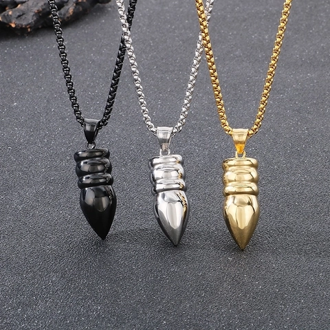 Collar Con Colgante De Bala De Acero Inoxidable Estilo Hip Hop Punk Rock Joyería De Moda Para Hombres Pulido