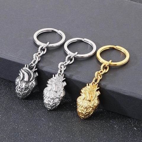 Llavero De Corazón Anatómico Acero Inoxidable Colgante De Órgano Humano Realista Estilo Retro Punk Joyería Médica