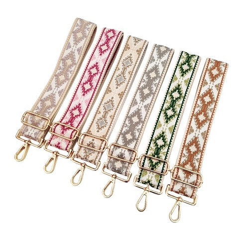 Ethnic Jacquard Wide Bag Strap Adjustable Replacement Crossbody Shoulder Belt Polyester Cotton Bohemian Style For Women
