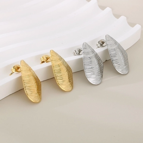 Orecchini a Bottone Minimalisti in Acciaio Inossidabile a Goccia Irregolare Con Trama Spazzolata Eleganti Orecchini Geometrici Vintage da Donna