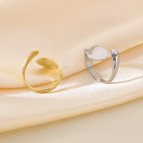 Anello Aperto Irregolare Minimalista Da Donna In Acciaio Inossidabile Placcato Oro 18K Lucidato Regolabile Gioielli