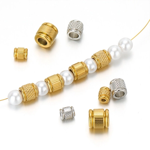Perline Distanziatrici In Acciaio Inossidabile Barile Tamburo Cilindro Perline Sciolte Per Accessori Creazione Braccialetti E Collane DIY