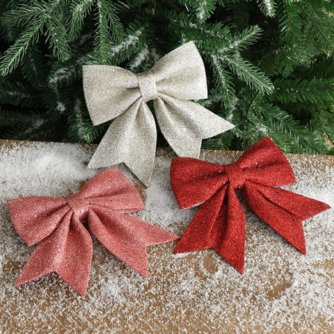 Fiocchi Di Natale Glitterati Decorazioni Per Albero Ornamento Per Feste Luccicante Per Regalo Fiocchi Grandi