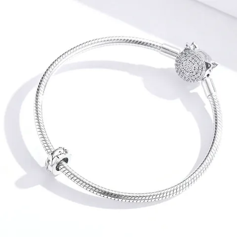 925 Sterlingsilber Klassisch Filigran Muster Charm Perle Mit Zirkonia Für DIY Armband Schmuckherstellung Damen Zubehör