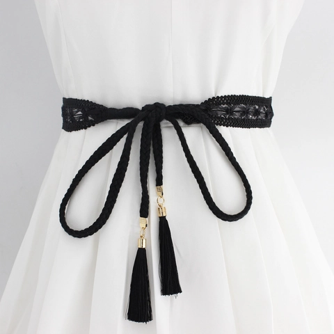 Cintura In Corda Intrecciata Da Donna Con Fiore In Pizzo Nappa Filo Di Cotone Decorativo Vestito Vita Stile Boho