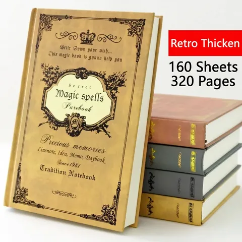 Vintage Magic Spellbook Notebook A5 Hardcover Thickened Journal Writing Witchcraft Mystical European Style Diary