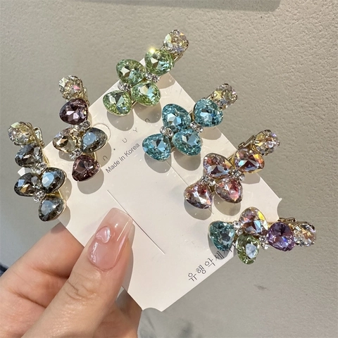 Eleganter Haarclip Im Koreanischen Stil Für Damen Pony Seitenhaarnadel Legierung Strass Künstlicher Kristall Zubehör