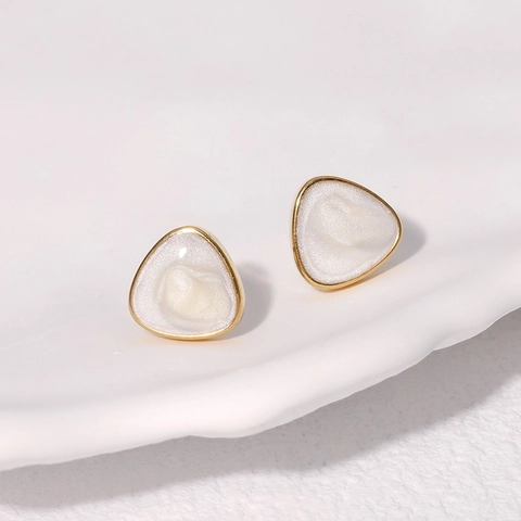 Geometric Triangle Stud Earrings 18K Gold Plated Stainless Steel Enamel Minimalist Elegant Jewelry For Women
