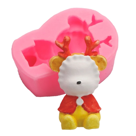 3D Cartoon Bear Reindeer Silicone Mold DIY Handcraft Fondant Chocolate Cake Decorating Resin Clay Soap Candle Making Tool