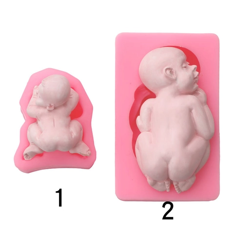 Molde De Silicona Para Bebé Durmiendo Decoración De Pasteles Fondant Yeso De Aromaterapia Vela Jabón Manualidades Rosa