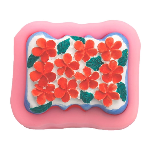 Molde Silicona Patrón Flores Hojas Para Jabón Artesanal Fondant Chocolate Yeso Bricolaje Rectángulo Rosa