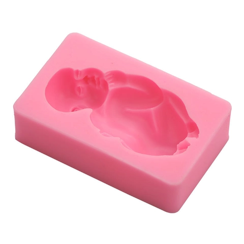 Molde De Silicona Para Bebé Durmiendo Decoración De Pasteles Fondant Yeso De Aromaterapia Vela Jabón Manualidades Rosa