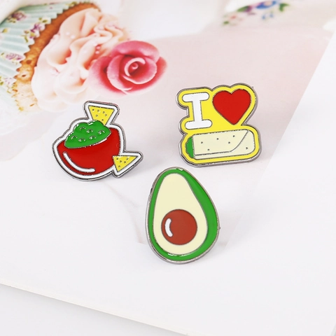 Ensemble de Broches en Émail de Nourriture de Dessin Animé Avocat Tasse à Café Burrito Nachos Badges en Alliage Pour Vêtements Sac à Dos Bijoux