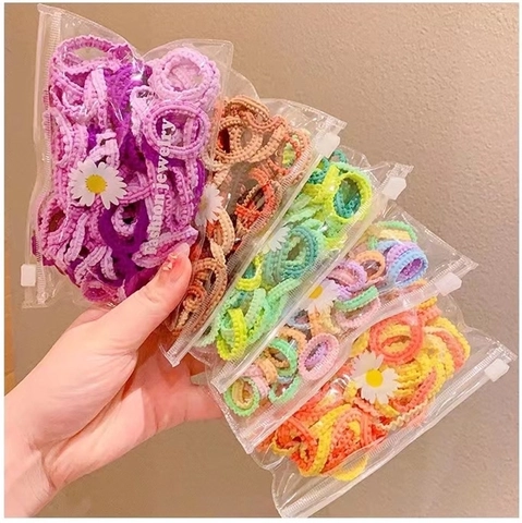 Kids Girls Elastic Hair Ties Nylon Wavy Texture Ponytail Holders Macaron Colors Seamless Hair Accessories