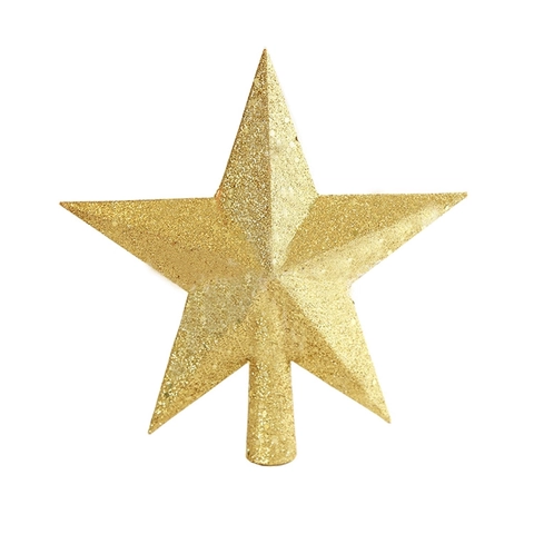 Christmas Tree Star Topper Glittered Plastic Five Pointed Star Holiday Decoration Ornament Sparkling Elegant
