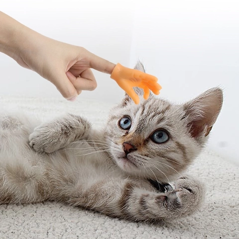 Mini Tiny Finger Hands For Cats Teasing Interactive Toy Soft Rubber Cat Grooming Massage Gloves Novelty Photography Props