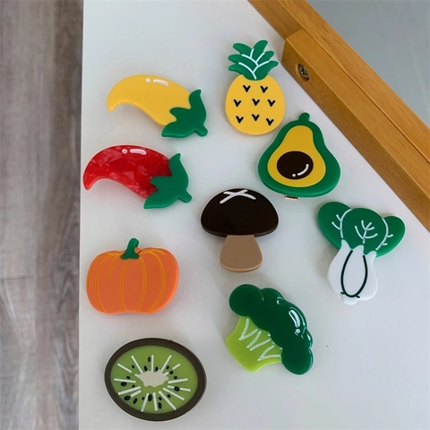 Frucht Gemüse Haarspangen Acetat Acryl Süße Pilz Brokkoli Kohl Seitenclips Für Frauen Mädchen