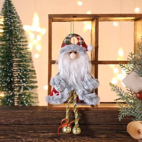 Ornamenti Natalizi Appesi Tessuto Peluche Campanelli Metallo Babbo Natale Renna Pupazzo Di Neve Orso Per Albero Natale