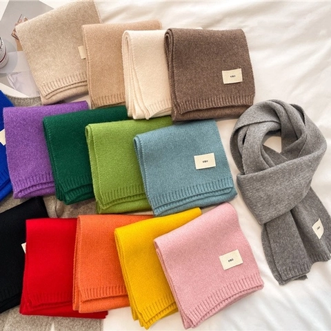 Sciarpa In Maglia Inverno Caldo Lungo Colore Solido Versatile Morbido Poliestere Scaldacollo Accessori Moda Per Donna Uomo