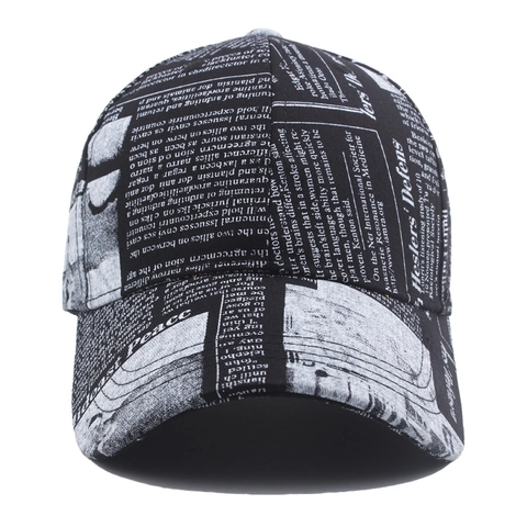 Retro Newspaper Print Baseball Cap For Men Women Adjustable Streetwear Sunshade Cotton Blend Duck Tongue Hat