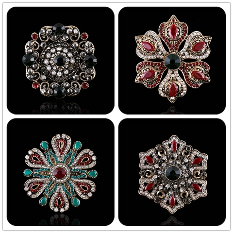 Broche De Aleación Con Diamantes Imitación Estilo Corte Vintage Patrón Geométrico Con Piedras Artificiales Joyas Elegantes