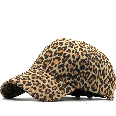Leopard Print Faux Suede Baseball Cap Adjustable Sun Protection Outdoor Casual Snapback Hat For Men Women