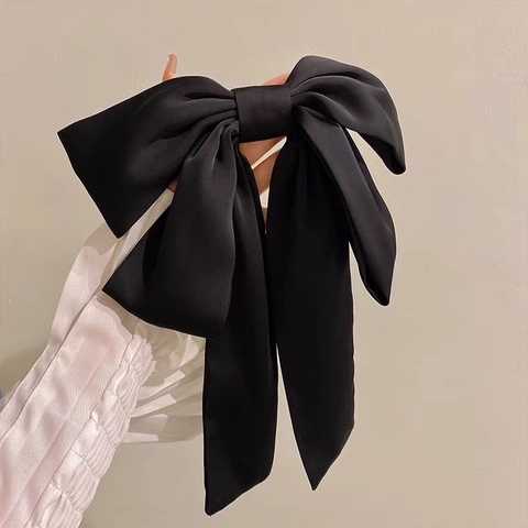 Grote Satijnen Strik Haarspeld Met Lange Linten Elegante Stoffen Haarklem Koreaanse Stijl Hoofddeksels Voor Dames