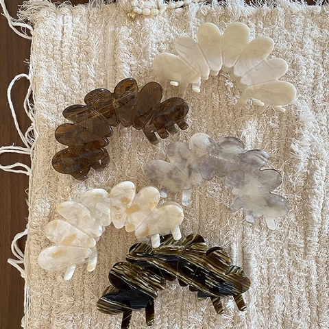 Elegant Acetate Hair Claw Clip French Style Petal Wave Marble Tortoiseshell Large Shark Hair Accessories For Women