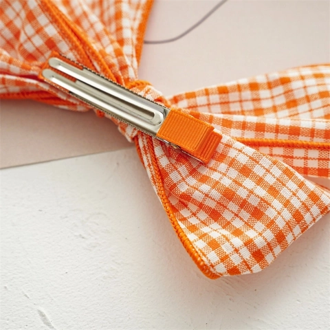 Karierte Stoff Haarklammer Schleife Süße Gingham Stoffschleife Entenschnabel Spange Süße Retro Haarnadel Accessoire Damen