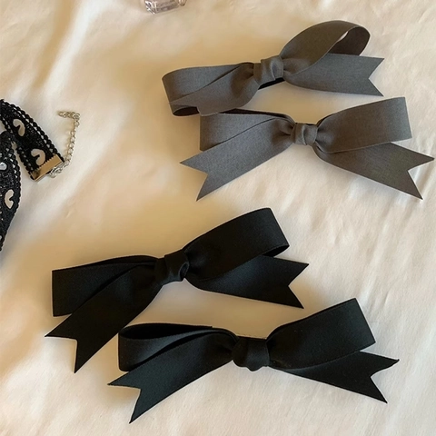 French Satin Bow Hair Clip Elegant Retro Duckbill Clip Hair Accessories Women