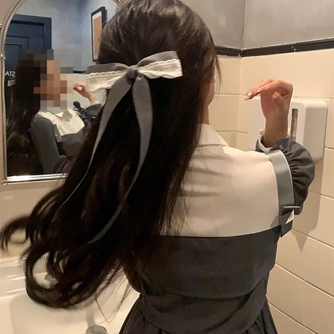 Fermaglio Per Capelli Con Fiocco Grigio E Pizzo Elegante Accessorio Per Capelli In Tessuto Per Donne