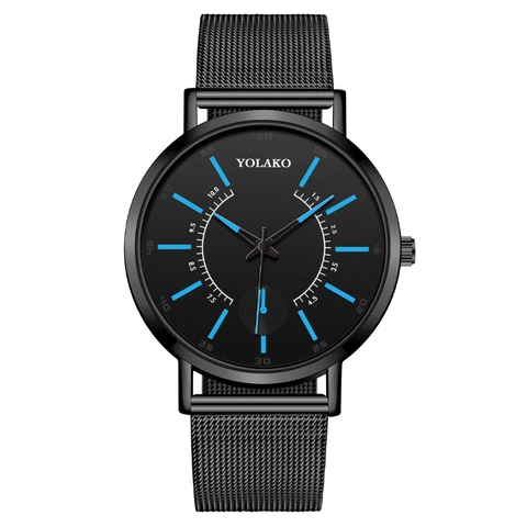 Fashion Men Quartz Watch Ultra Thin Minimalist Business Analog Wristwatch With Stainless Steel Mesh Strap Metal Case